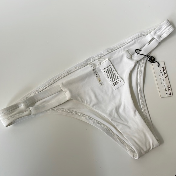 NWT Vitamin A cut out white neutra or Bonita hipster swim bottom skimpy L / 10 - Picture 3 of 11